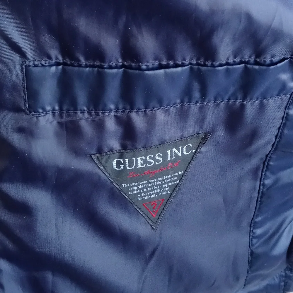 Guess Women’s Navy Blue Quilted Puffer Ski Snow Winter Long Sleeve Coat Small - Picture 11 of 16